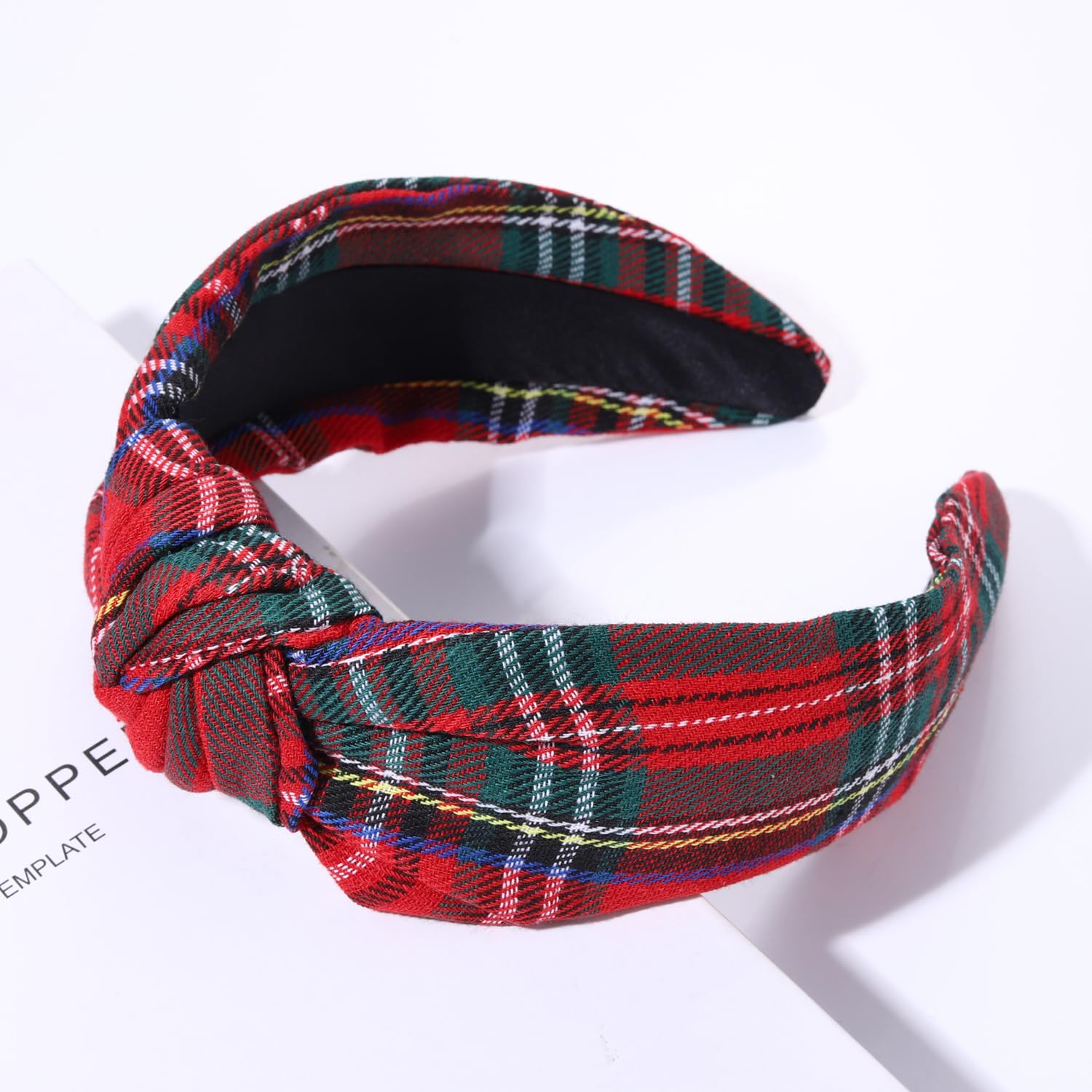 Christmas Headbands for Women Red Plaid Knotted Headband Wide Hairband Christmas Holiday Party Headband Hair Accessories Gifts for Girls - Image 5