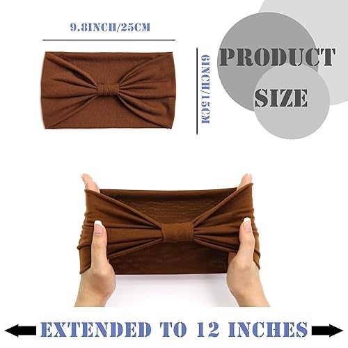 Miniatura 2 de FULZTEY Diademas anchas para mujer, turbantes neutros anudados, gruesos turbantes marrones, estilo africano, bandas elásticas para el cabello, color