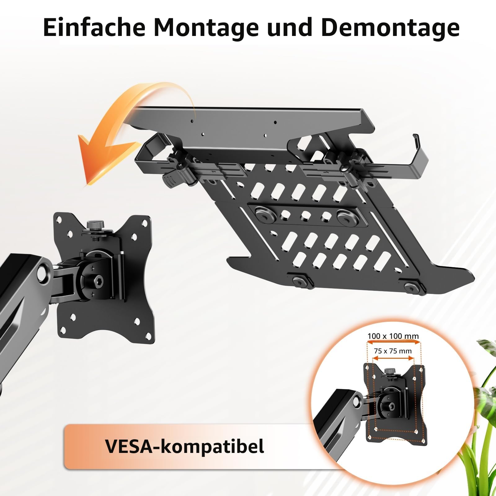 PUTORSEN Laptop Wandhalterung für 10-18 Zoll Notebook oder Bildschirm up to 40 Zoll, hält 1-12 kg, voll beweglich verstellbar Laptop Halterung