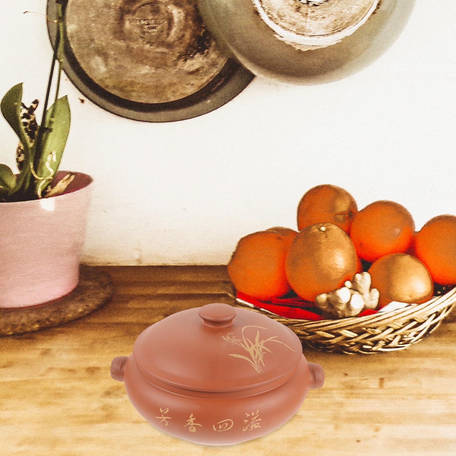 iplusmile Casseruola Vapore in Ceramica Per Zuppe Pentola Di Terracotta Per Cucinare Verdure Fagioli Carne e Pesce Facile Da Pulire e Riutilizzare