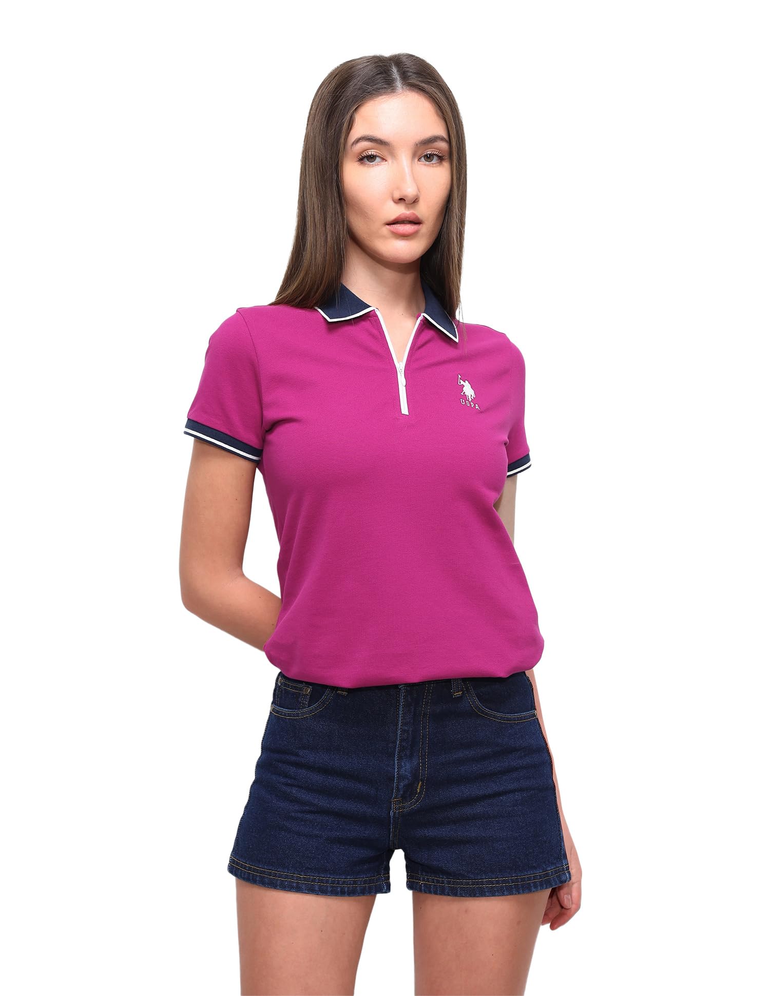 u.s. polo assn. Women Women's Solid Regular fit Polo Shirt-picture-31