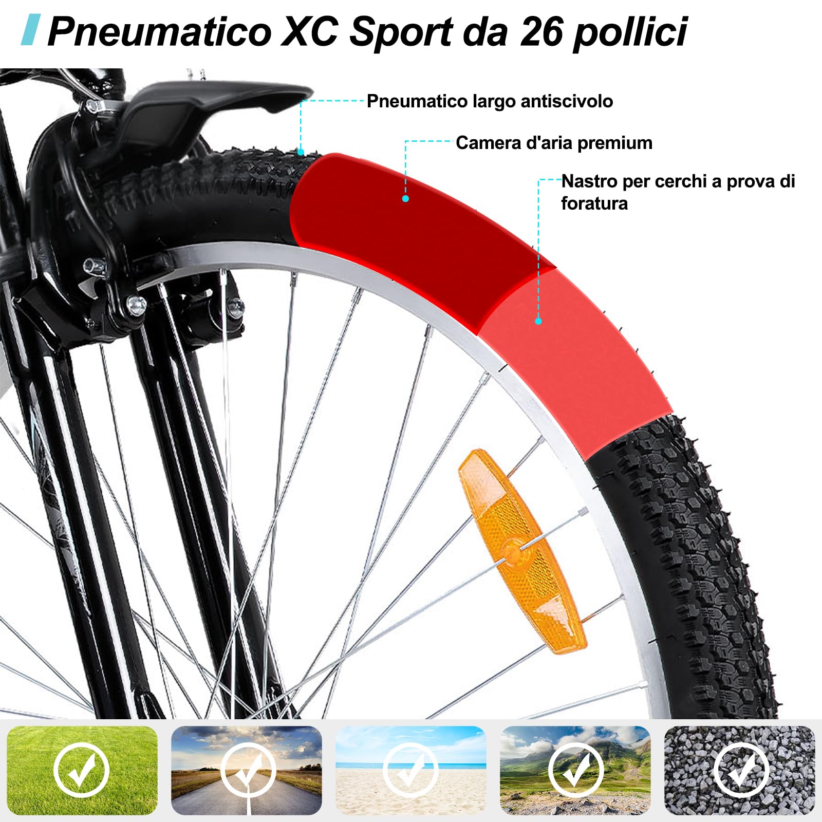 Hiland Mountain Bike Donna 26 Pollici, 18 Marce, Freni V-Brake, Telaio Robusto, Bicicletta MTB da Donna, Verde/Viola/Bianco