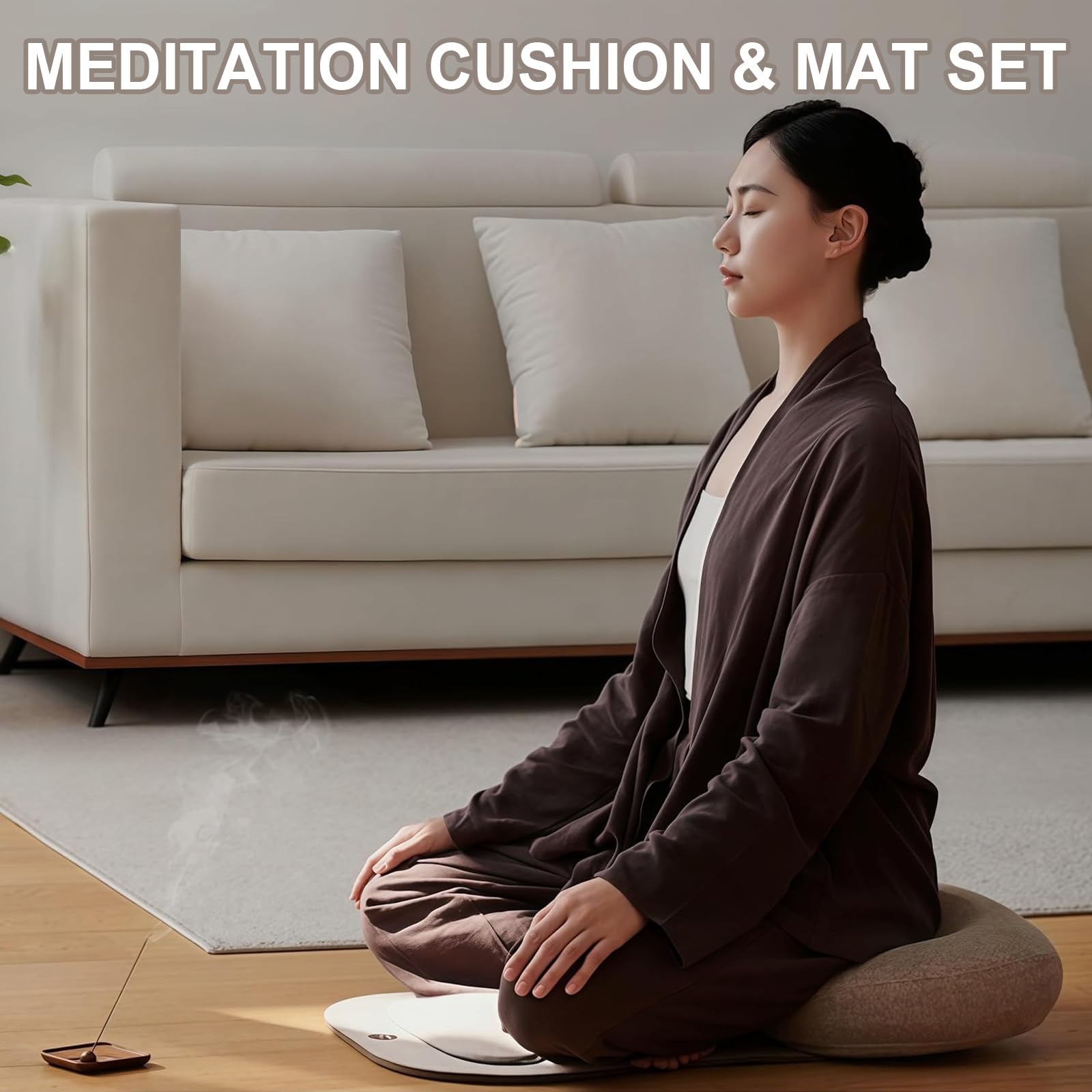 Set di cuscino e tappetino da meditazione pieghevoli, design ergonomico per supporto suddiviso in zone, fibbia magnetica per apertura e chiusura rapida, allevia intorpidimento e dolore