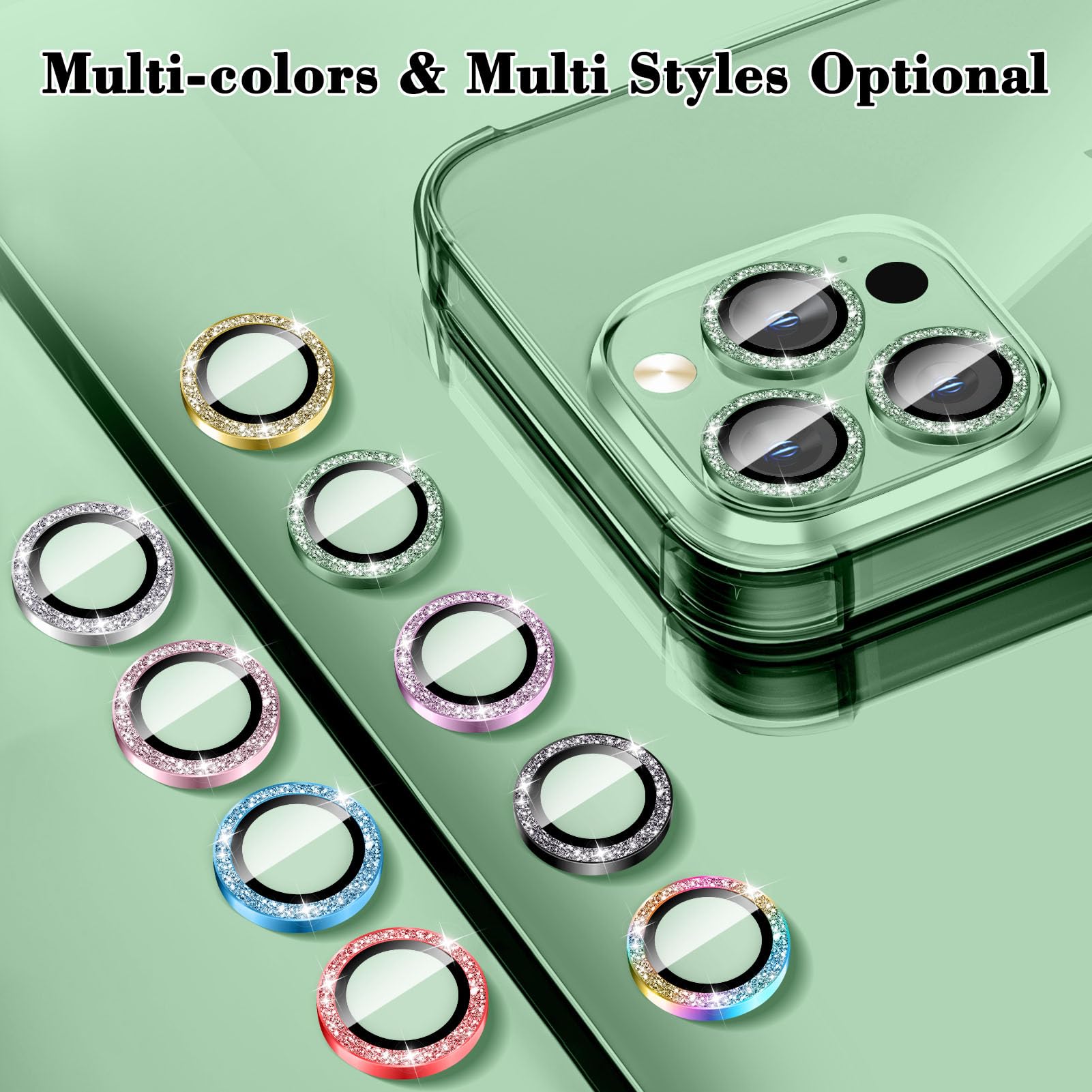 Kucheed Protezioni Fotocamera Glitter Per IPhone 13/13 Mini: Adesivi In Vetro Temperato 9H Con Allineamento Automatico – Fai Brillare Il Tuo Telefono! - 2