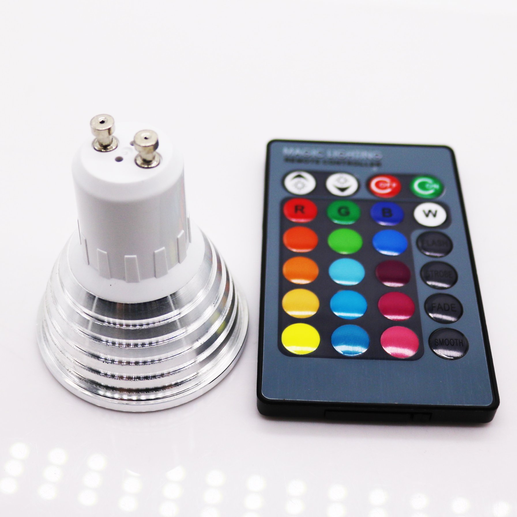 Lot de 20 ampoules LED GU10 RVB à changement de couleur blanc chaud à intensité variable 3 W 180 lm avec télécommande infrarouge pour applique murale, rail et plafond encastré
