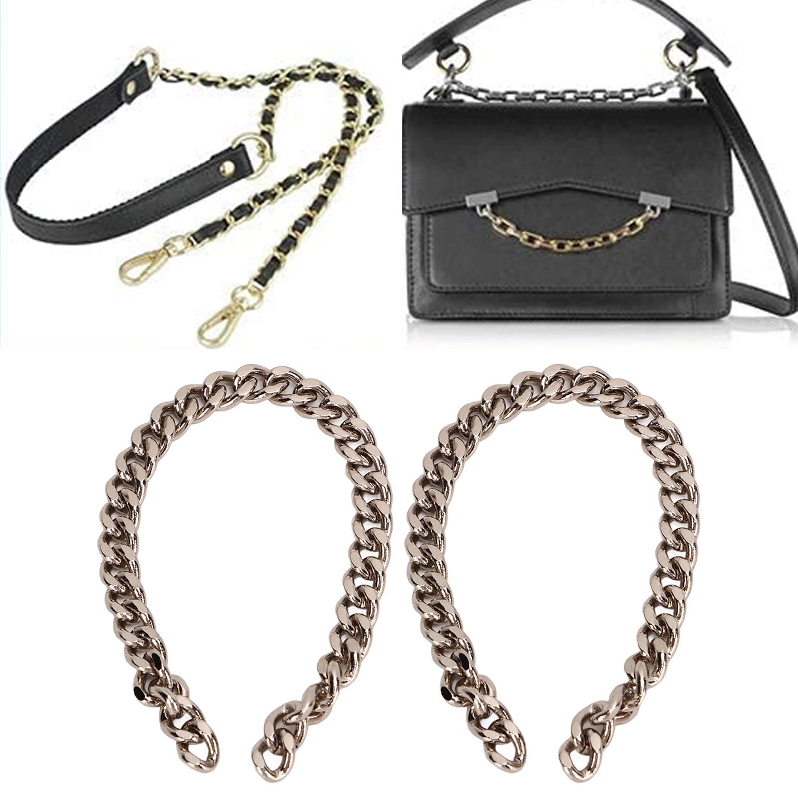 Cadenas de Bordillo de 10 M, Bolso de Cadena Artesanal de Metal, Correa de Cadena Plana de Repuesto de Metal, Bolso de Mano, Bolso Bandolera, Accesorios de Correa de Cadena de Bricolaje(Plata)