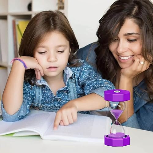 Miniatura 4 de YLTIMER Temporizador de arena de 3 minutos para niños, reloj de arena octágono irrompible, reloj de arena de plástico de 3 minutos, reloj de arena