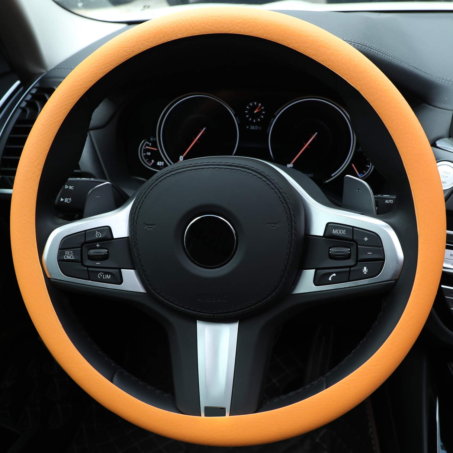 JYSDYL Universal Silicone Fashionable Auto Steering Wheel Cover 12.6-25inch (Orange)