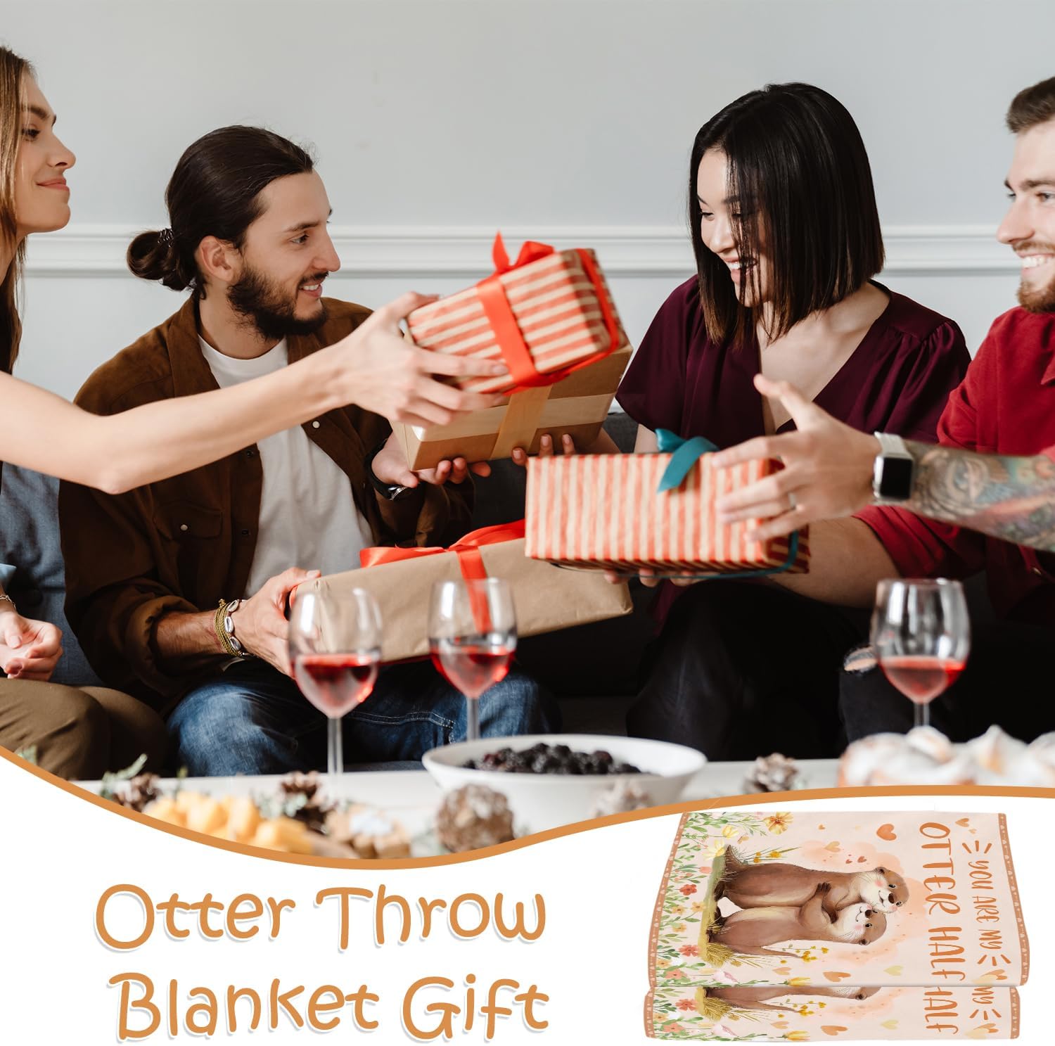 Anniversary Blanket Gifts for Women Otter Blanket for Boyfriend Girlfriend Otter Lovers Gift for Boys Girls I Love You Gift for Her Him Birthday Valentines Gifts for Husband Wife 60 x 50 Inch - Image 6