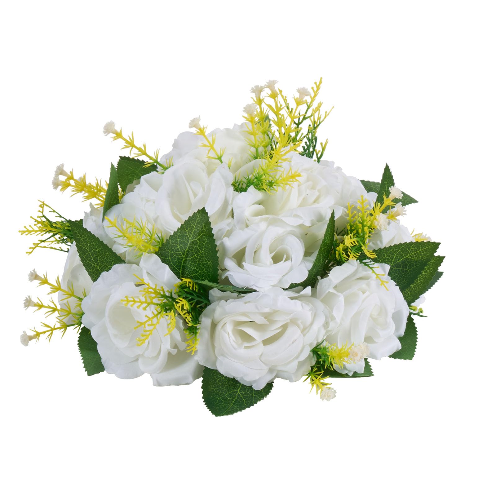 VEVOR Boules de Fleurs Artificielles, Lot de 10, 24 cm, Compositions de Roses Blanches Artificielles, Fausses Fleurs Décoratives pour Centres de Table, Mariages, Saint-Valentin, Décoration d'Intérieur