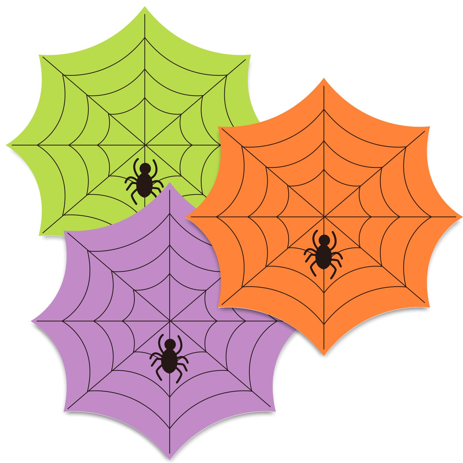 Toile d'araignée en papier pour sets de table jetables Halloween colorés lot de 48