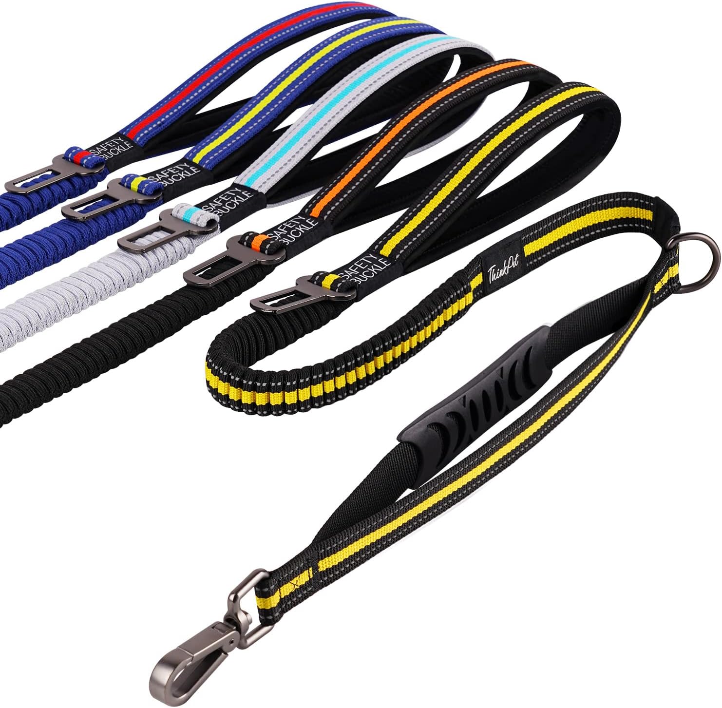 ThinkPet Dog Leashes –Traffic Control Double Handle Leash, 2 Handles Leash Comfortable Padded Heavy Duty Bungee No Pull Reflective Lead…