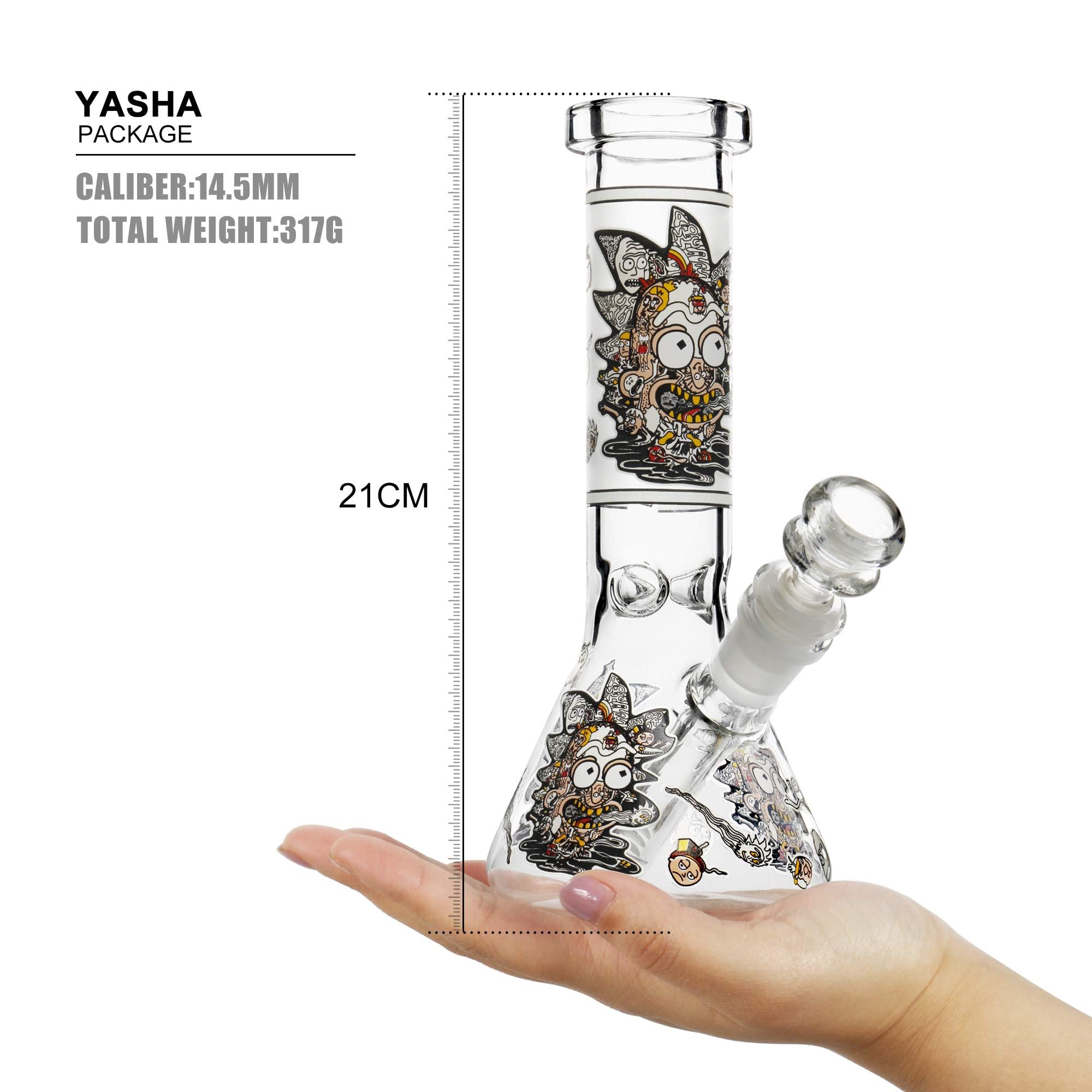 Chillbong 20cm Glasbong con ciotola da 14,5 mm, peso 350g, vetro resistente artigianale, tubo del vaso di filtraggio - Pear White