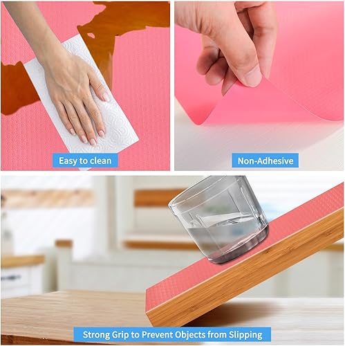 Miniatura 5 de Bloss Revestimientos para estantes, rollo de tapete de cajón de EVA no adhesivo para baño, cocina, escritorios, estantes decorativos de 17.7 x 59