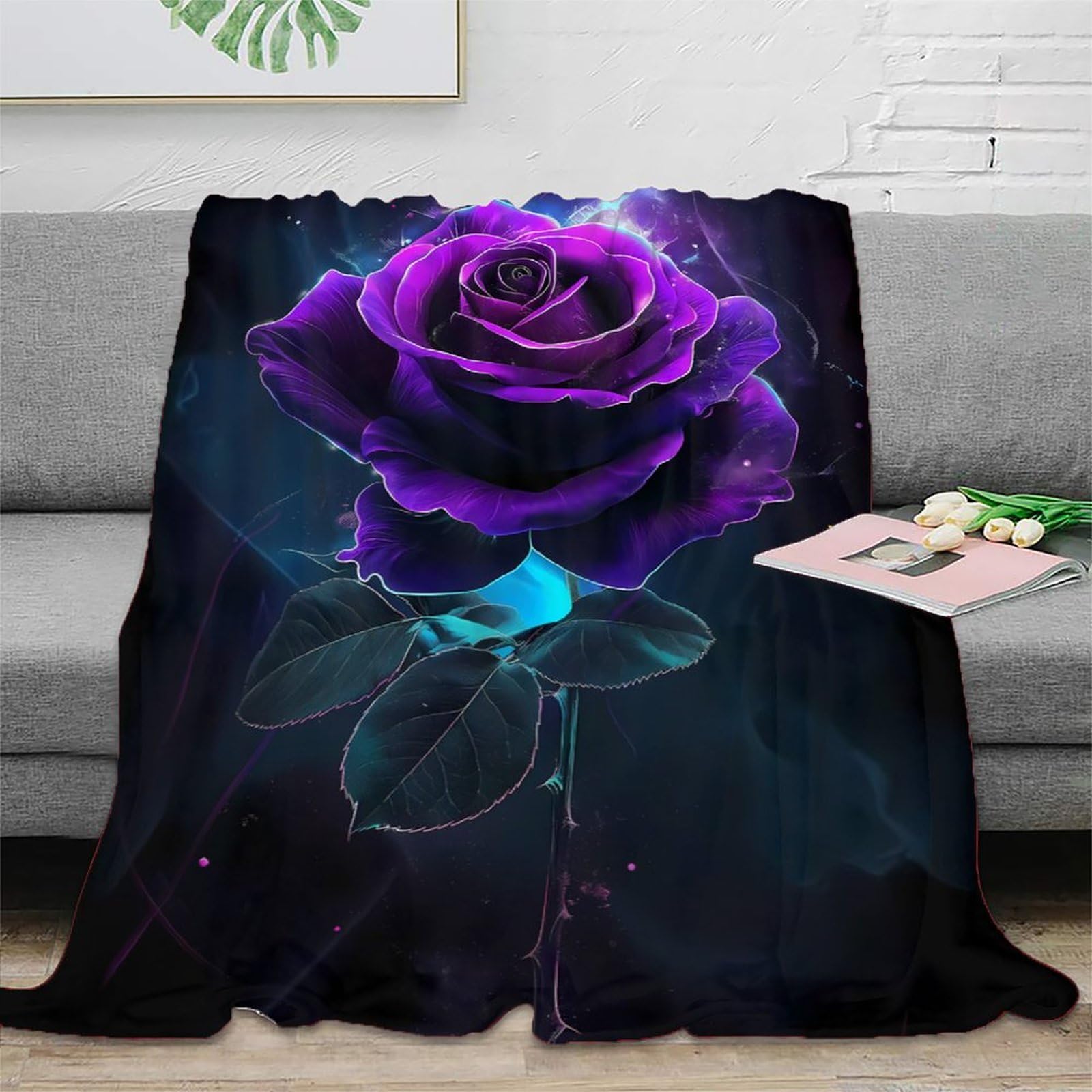 Plaid FantasyDigitalArt en microfibre violette 3D imprimé
