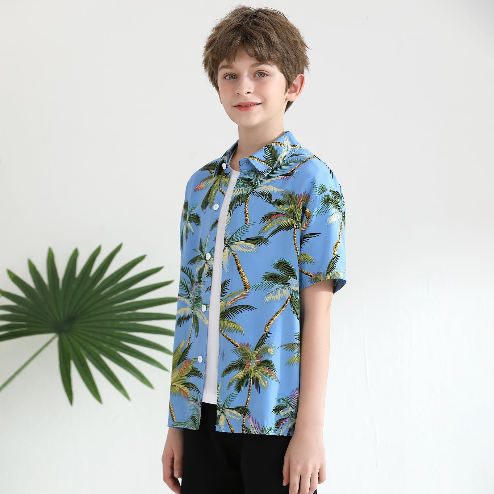 Camicie hawaiane estive a maniche corte con bottoni a maniche corte tropicali con palme floreali da spiaggia abiti da vacanza camicia