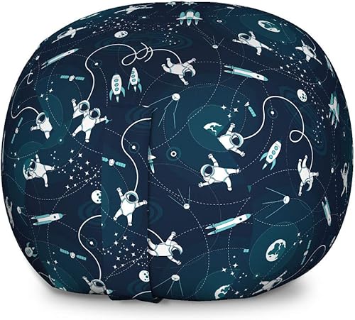 Miniatura 132 de Ambesonne Silla de almacenamiento de juguetes de galaxia, arte espacial de la galaxia, planetas del sistema solar, planetas, mercurio, urano,