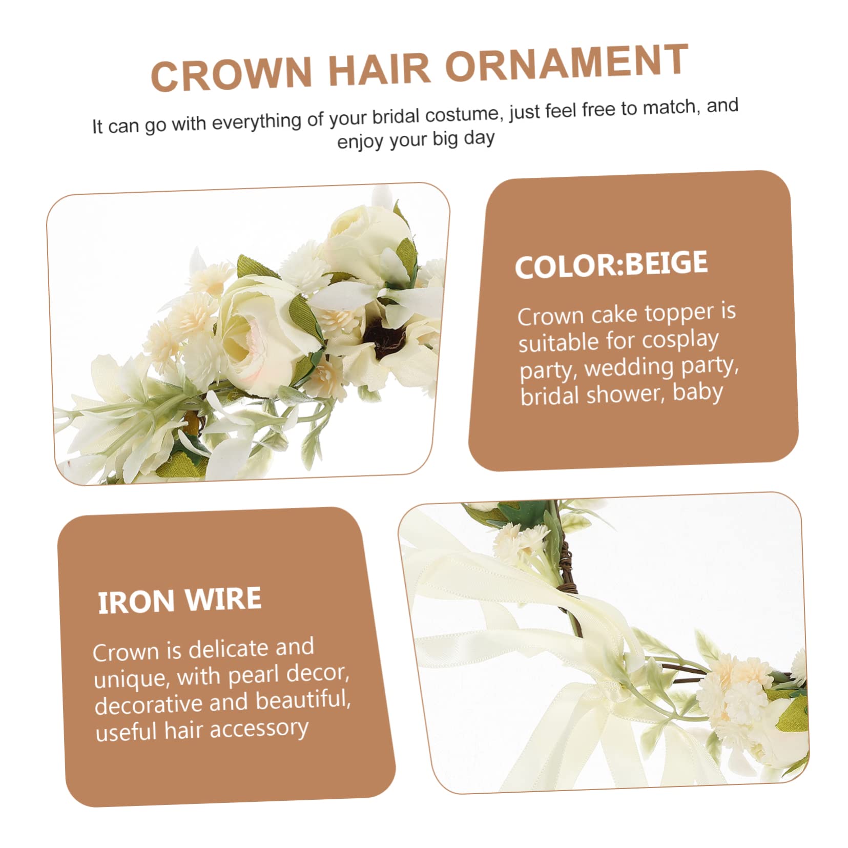 Beavorty 3stücke Blumenkranz Haarband Hochwertigen Kunstrosen Kopfstück Für Hochzeiten Braut Und Fotografie Vielseitig Für Feiern Und Besondere Anlässe