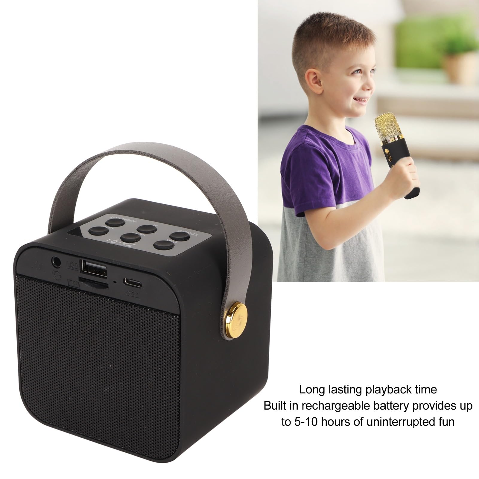 Septpenta Mini Karaoke per Bambini, Altoparlante Bluetooth Portatile, Effetti di Illuminazione a LED Altoparlante Bluetooth Wireless, con 2 Microfoni Wireless per Regali di Compleanno