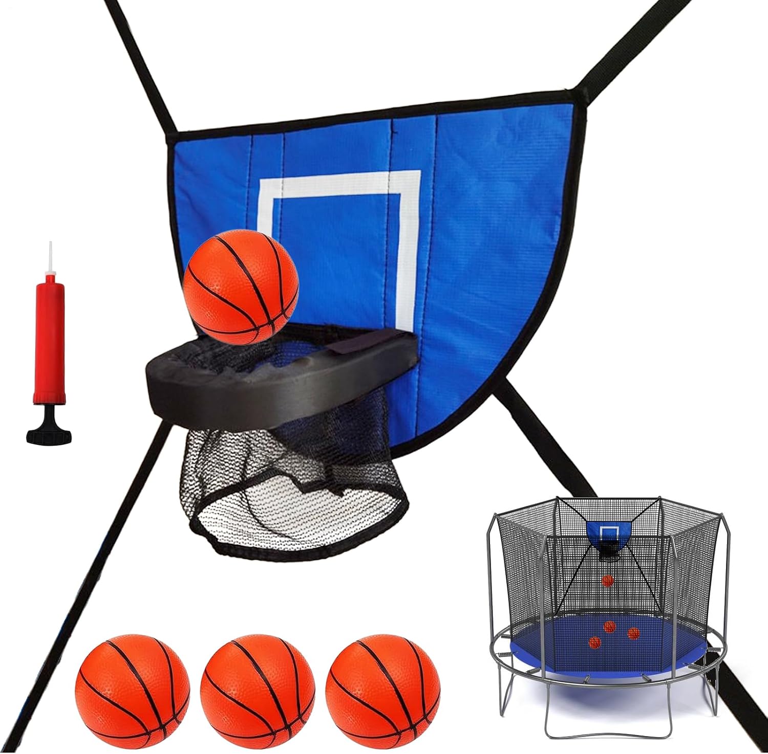 Trampoline Basketball Hoop | Adjustable Outdoor Soft Basketball Rebounder Frame | Trampoline Accessories For Backyard Garden Lawn Gym