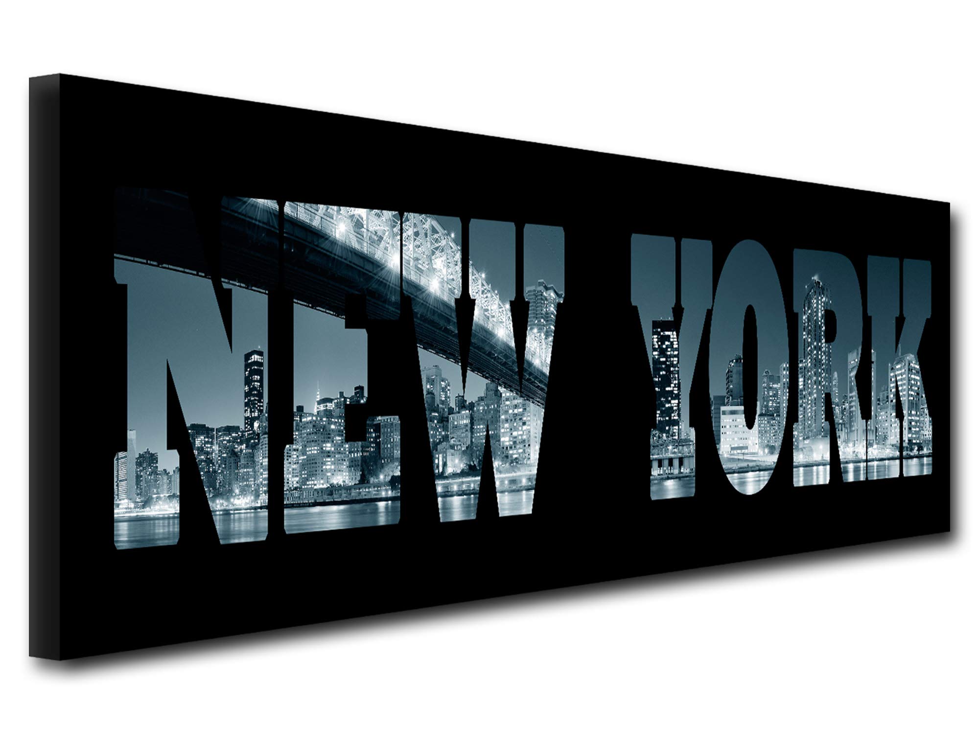 DECLINA, Quadro Decorativo da Parete per Soggiorno Moderno, Quadro Decorativo da Parete, Motivo: New York, 80 x 30 cm, Canvas, Nero, 100x35 cm