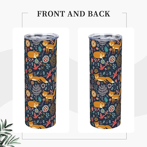 Miniatura 4 de Kaireno Vaso de 20 onzas con tapa y pajita, diseño floral, de acero inoxidable, con aislamiento de animales, taza de viaje para café, botella de