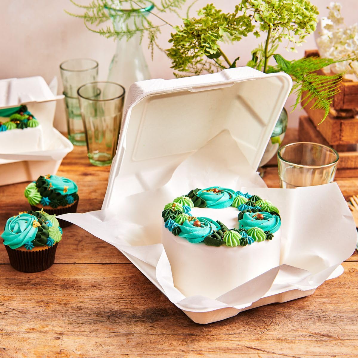 FunCakes Bento Cake Box, 10 pcs, 20.8x22.1 cm, Cake Box for Transporting your Home-Baked Cake, White - Image 2