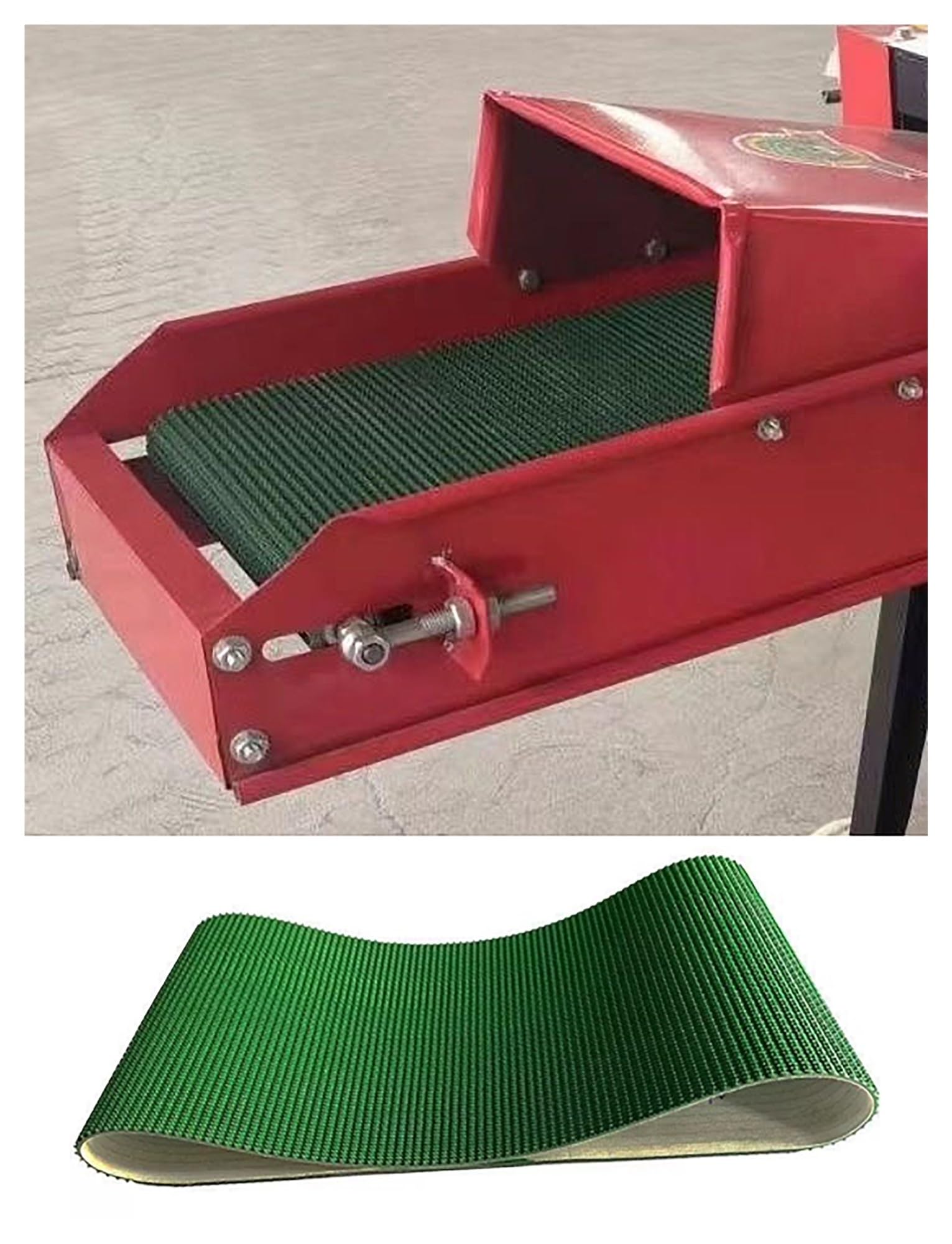 Lekki przenośnik taśmowy z PCW – przemysłowy pas transportowy (140 x 23 cm) do fabrycznej wymiany wiadra i koła pasowego oraz wydajne rozwiązanie do przenoszenia materiałów