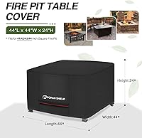 Vista 2 de Porch Shield Cubierta cuadrada para fogata de patio, resistente a la decoloración, impermeable, para exteriores, 44 x 44 pulgadas, para mesa