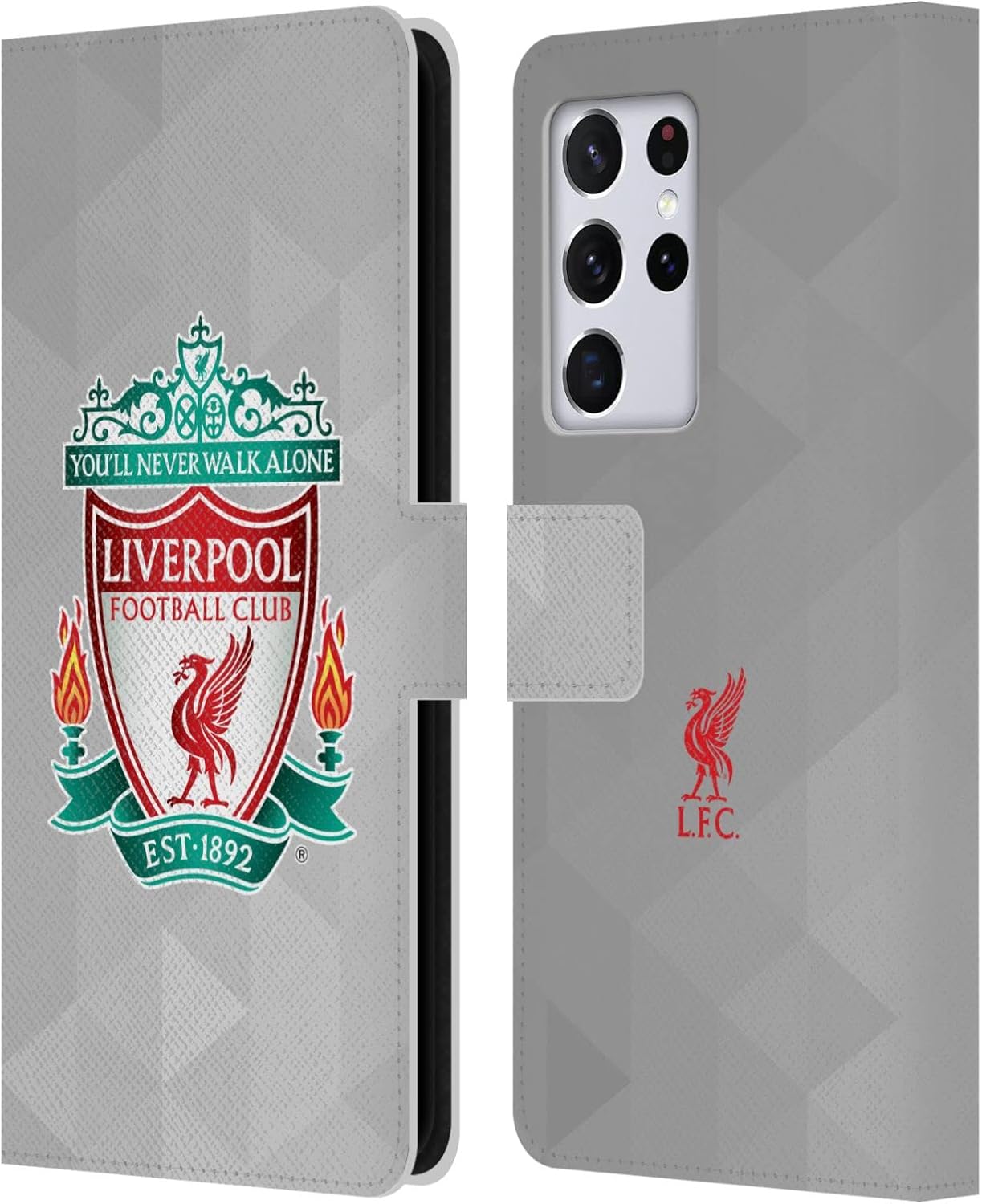 Head Case Designs Officially Licensed Liverpool Football Club Red 2 Crest 1 Leather Wallet Case Compatible with Samsung Galaxy S21 Ultra 5G