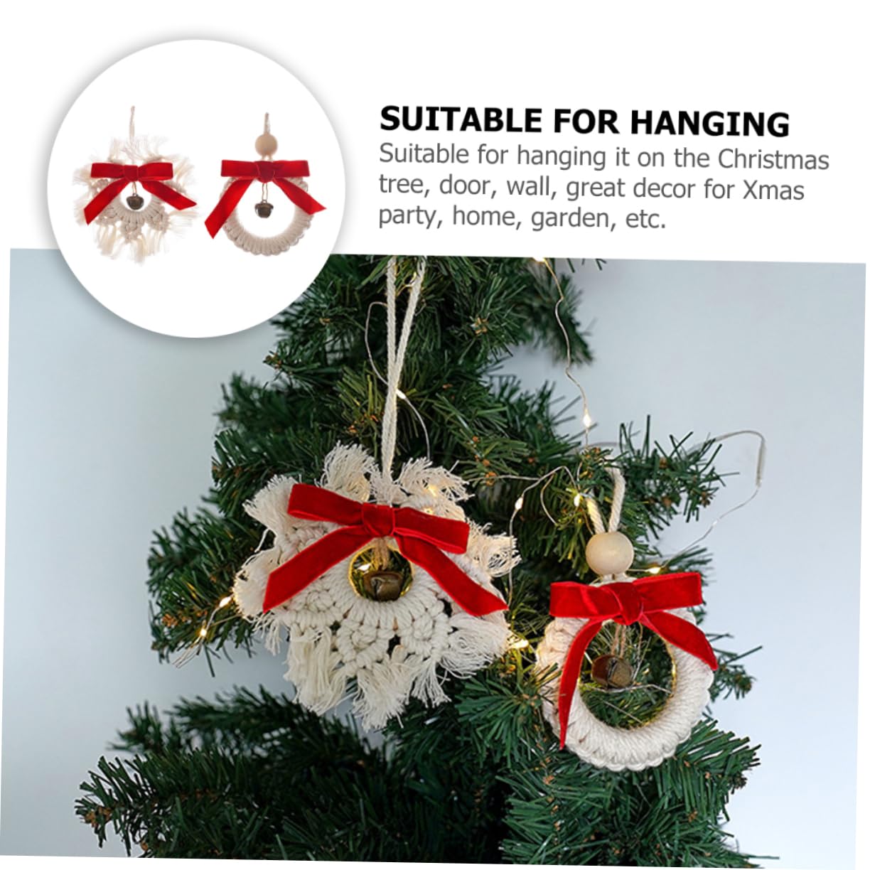 Zerodeko 6pezzi Ornamenti Decorativi Campana Intrecciati Per Decorazioni Natalizie Pendenti Fatti Mano Per Festeggiamenti e Foto Per Alberi Di Natale e Eventi Festivi