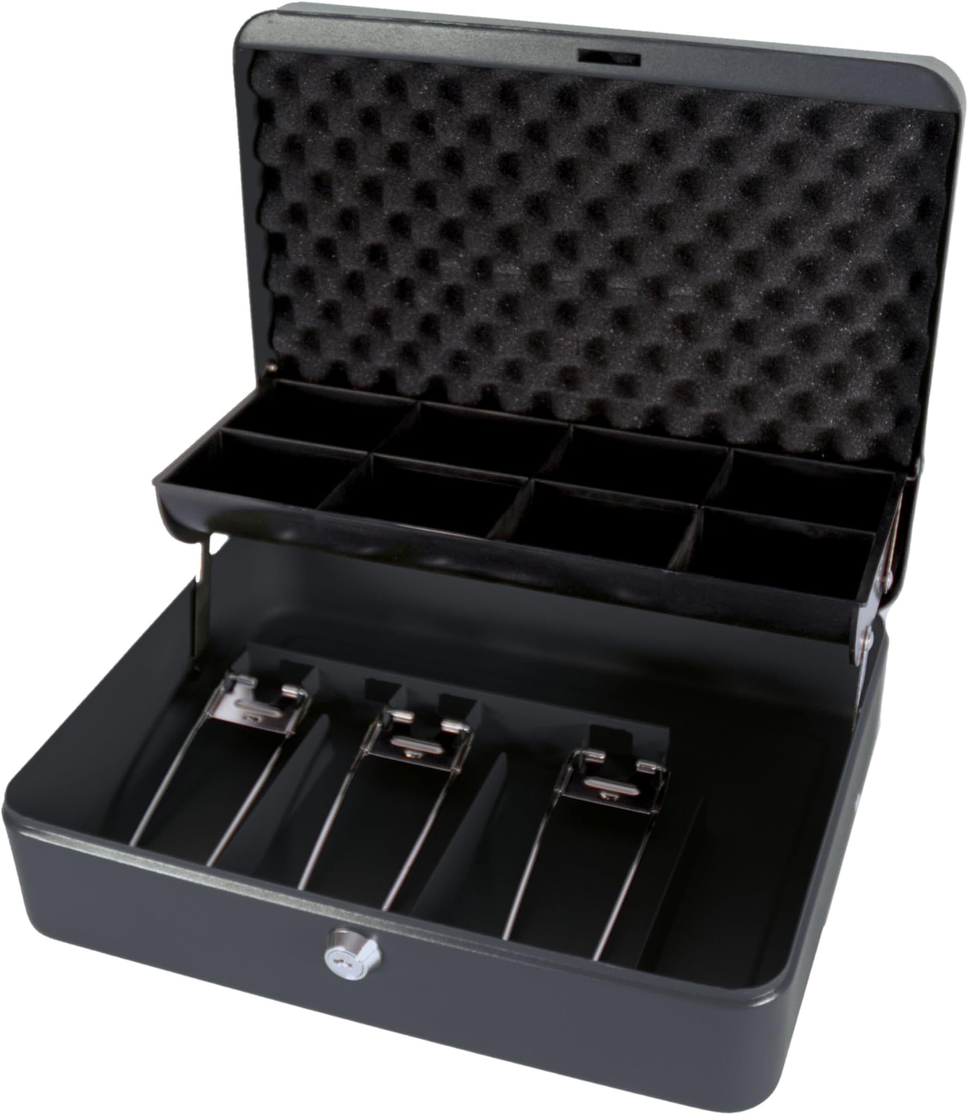 Cathedral Products | "The Ultimate Cash Box" with Foam Lining and Cantilever Coin Tray - Black