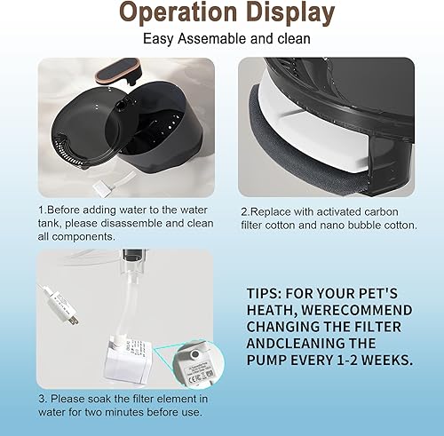 Miniatura 7 de Grifo de acero inoxidable para gatos, fuente de agua de 102 onzas3 litros para beber, cuencos para beber para perros, fuente de agua para mascotas,