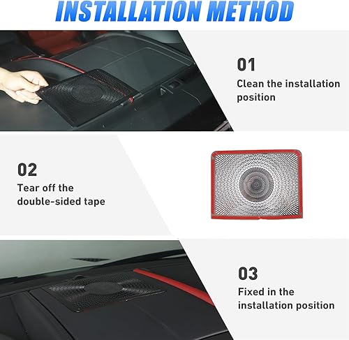Miniatura 6 de Cubierta de altavoz de tablero de automóvil de acero inoxidable negra para Jaguar F-Type 2013-2023 Accesorios interiores de malla para consola