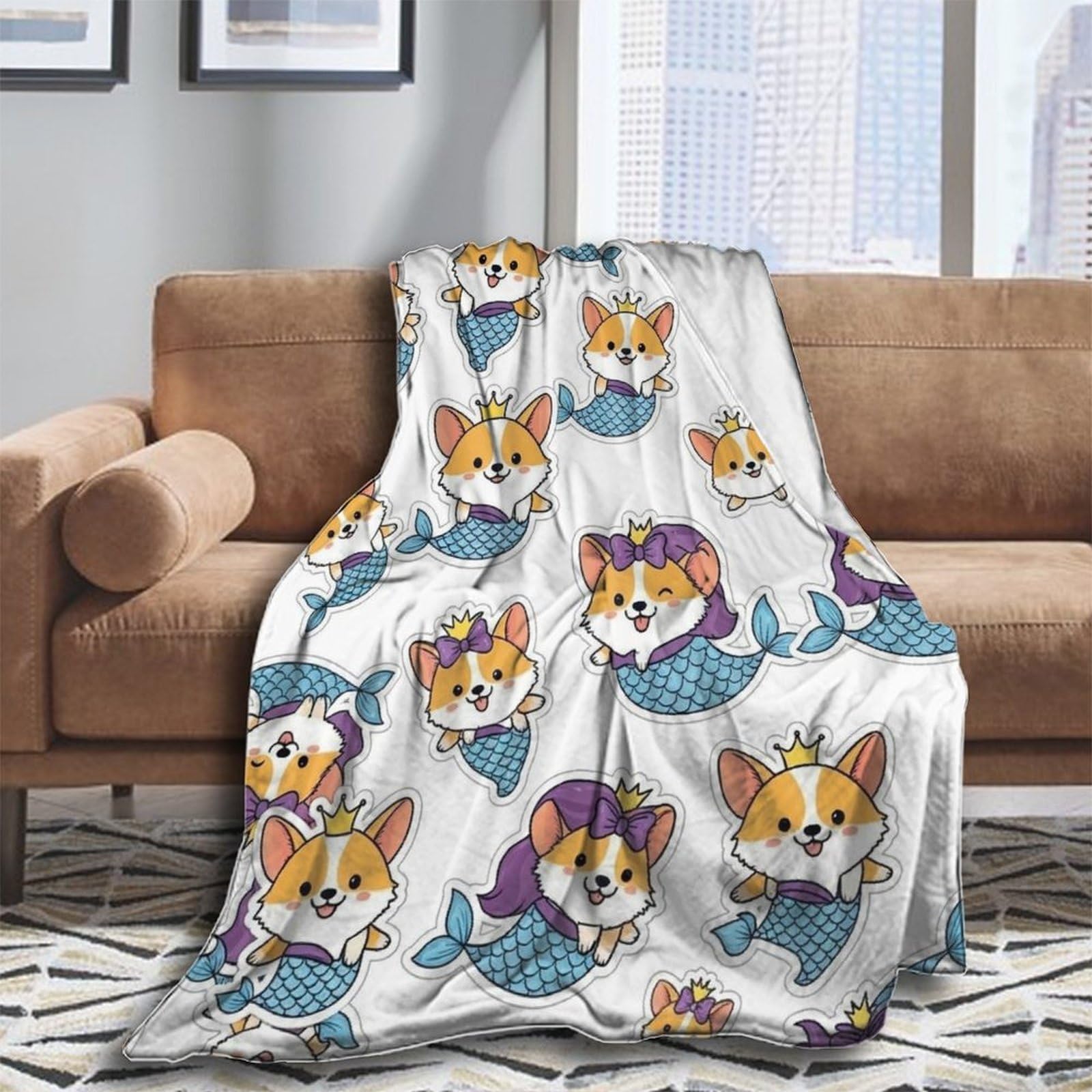 Oudrspo Fleece Blanket for Couch Throw Blanket for Women Men Ice Blue and Red Fire Flame Dragon Cozy Blankets 50x40 Inches