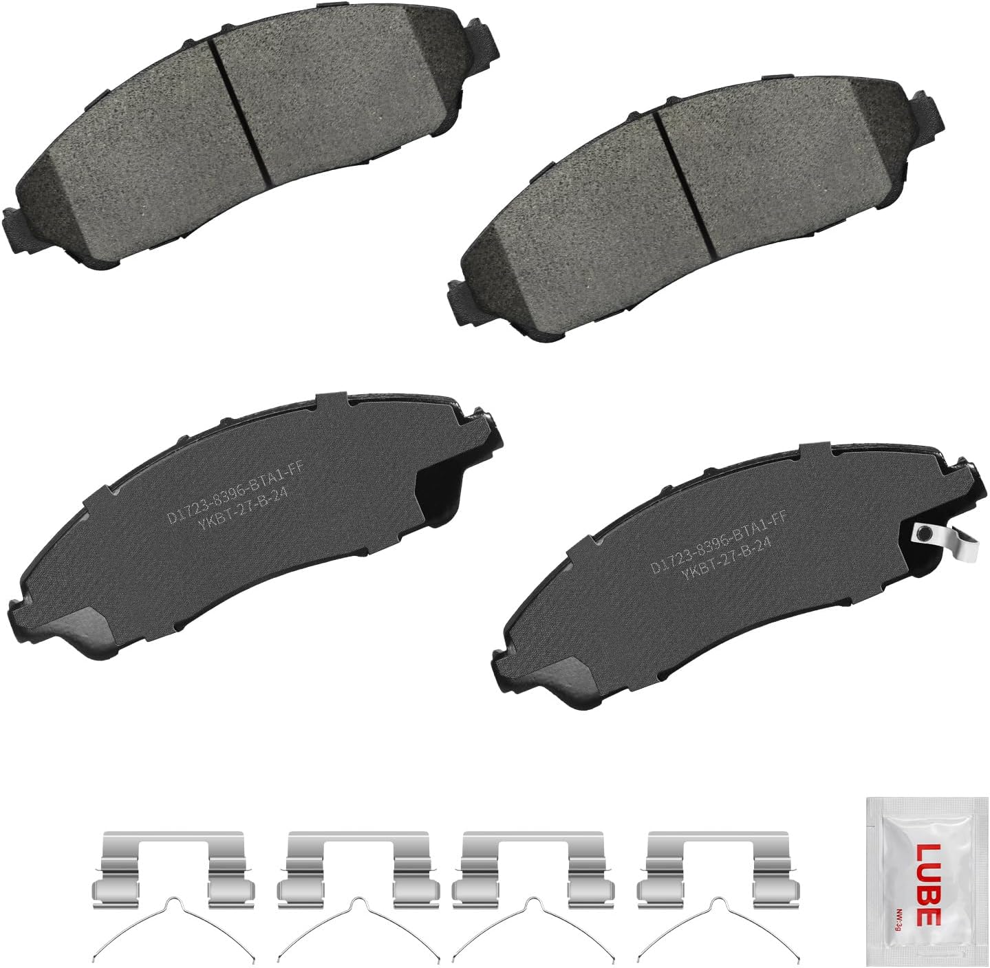 Front Ceramic Brake Pads Set with Hardware For 2016-2022 Honda Pilot, 2017-2024 Ridgeline, 2014-2020 Acura MDX