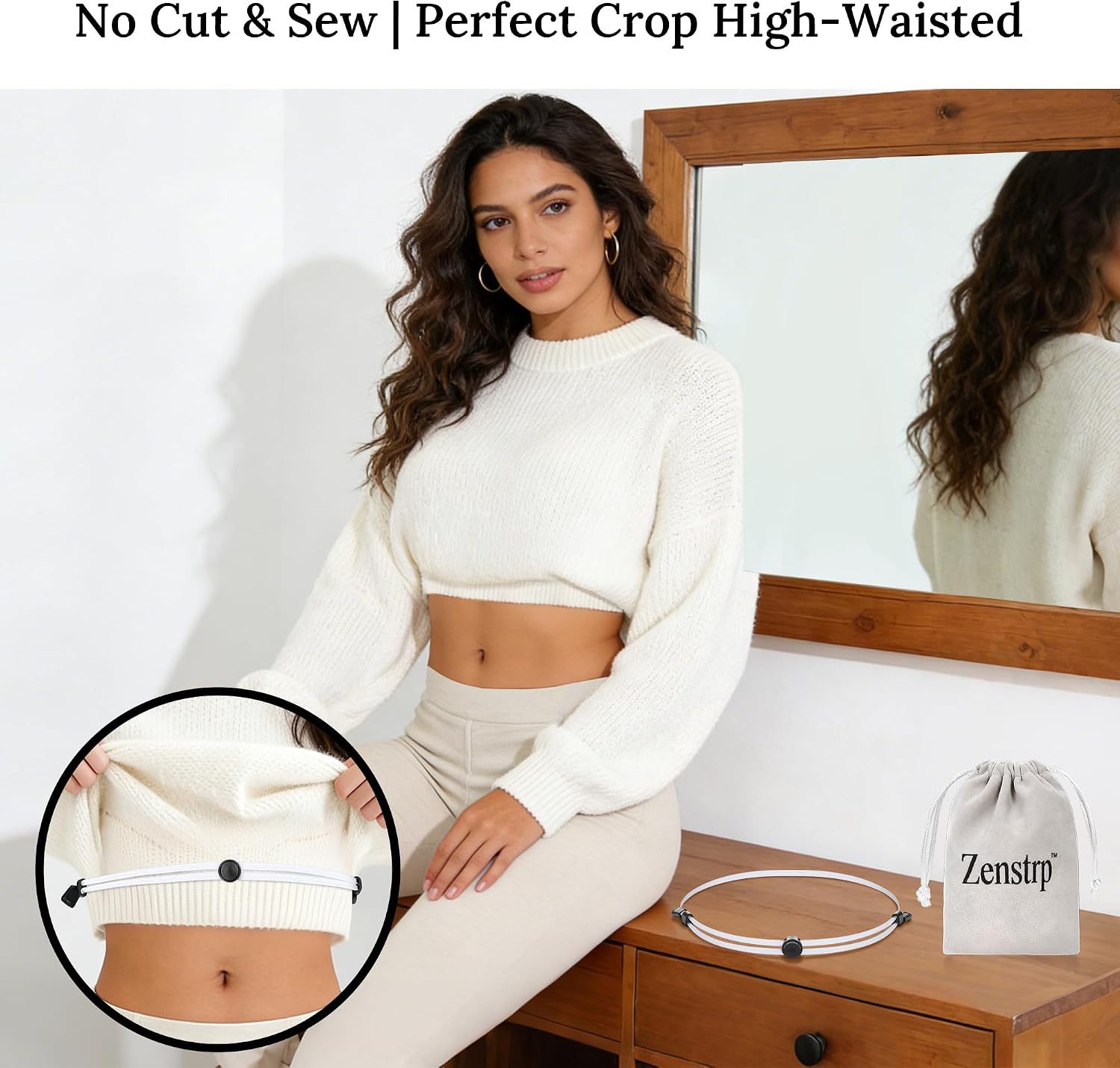 Crop Tuck Band for Women: Elastic Tucking Belt for Shirts & Sweaters, Adjustable Crop Tool for Oversized Tops, 2 Pack