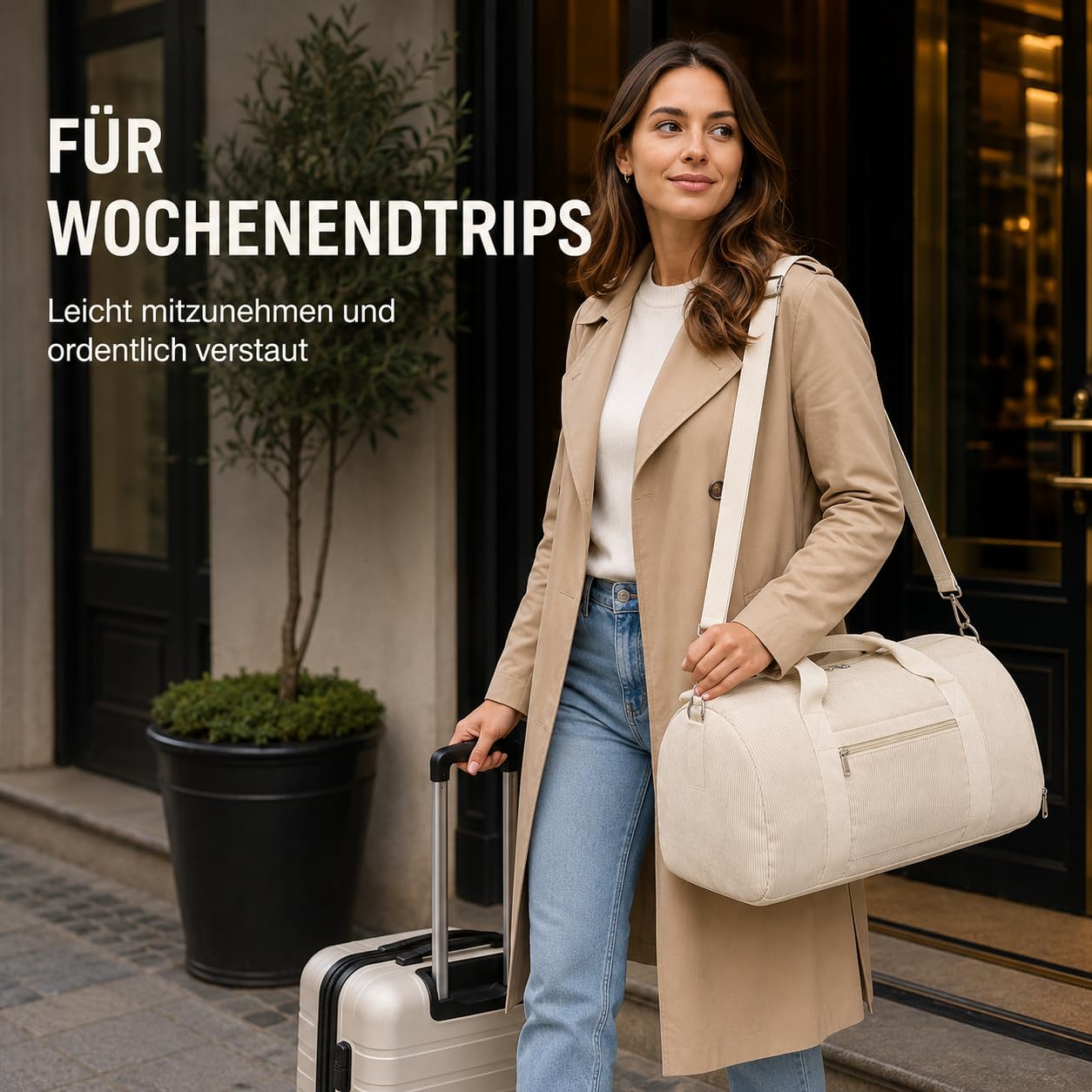 LOIDOU Sporttasche Reisetasche Damen Fitnesstasche mit großem Schuhfach Nassfach Sport Travel Bag Trainingstasche Frauen für Frauen Reisen Fitnessstudio Yoga (Beige)