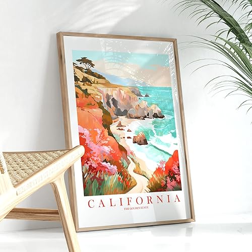 Miniatura 8 de ColorAndFlair California Travel Print Golden State Souvenir CA Nature - Póster retro de paisaje costero (12 x 16 pulgadas)