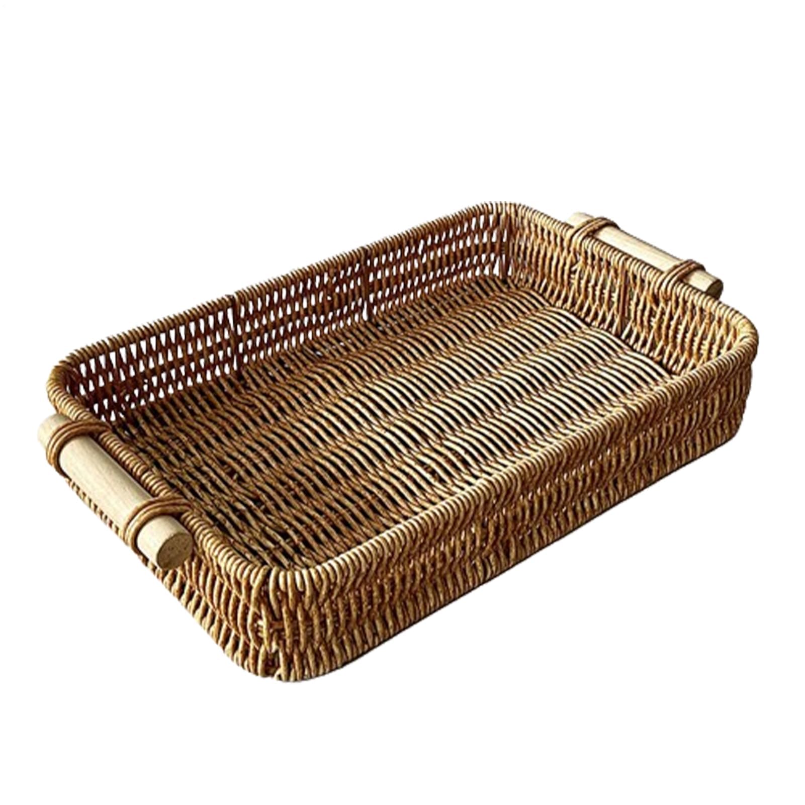 Cesta de fibra natural hecha a mano, bandeja tejida para mesa de comedor, servicio de desayuno y decoración del hogar, diseño rústico ecológico perfecto para regalos