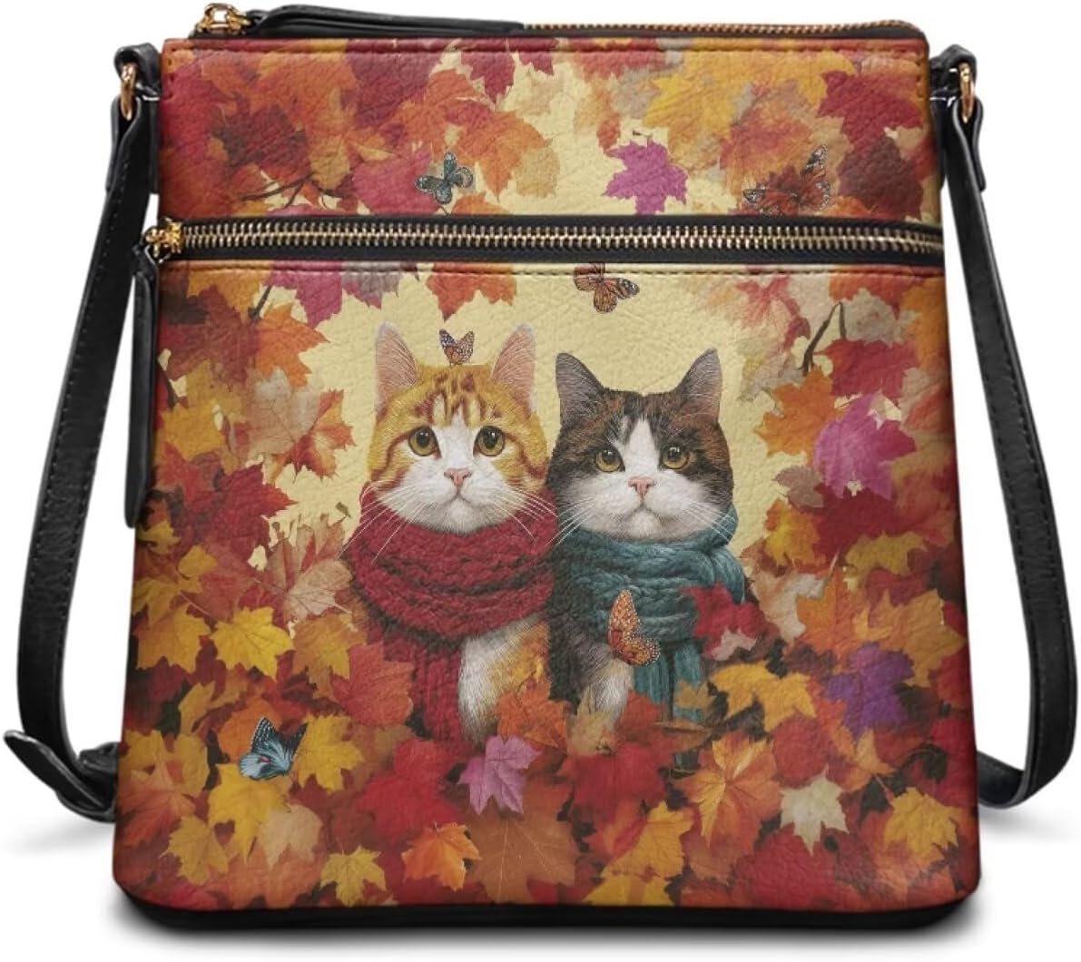 Novelty Print PU Leather Shoulder Bags for Women Crossbody Purse with Adjustable Strap