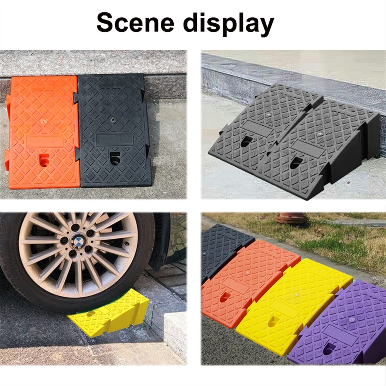 Rampe di soglia Portatili, Rampe per marciapiedi, Rampe per marciapiedi in plastica PVC per Veicoli ad Alta Resistenza, per Auto Basse, Rampe per motociclette, Rampe per marciapied