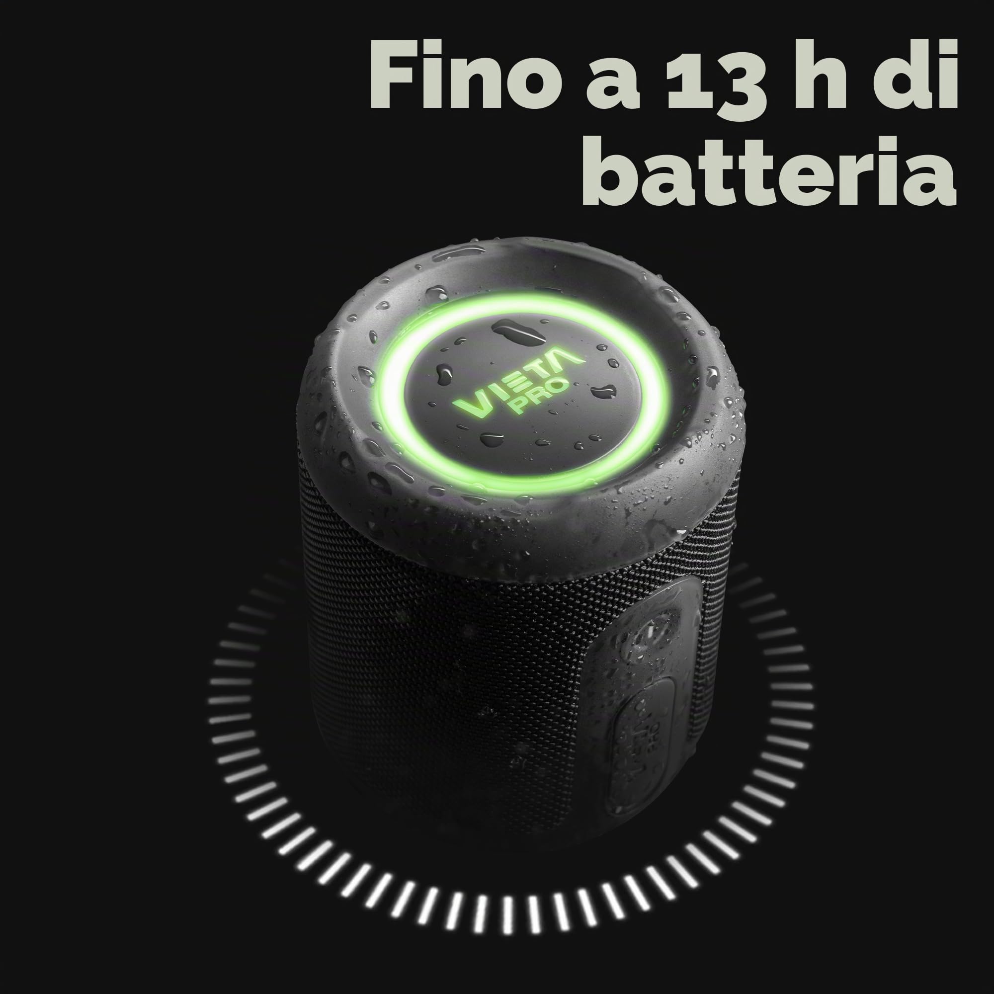 Vieta Pro Altoparlante Bluetooth 5.3, potente 25 W, impermeabile, batteria da 13 ore, microfono, ingresso AUX, USB Type-C, TWS, compatibile con Alexa | Altoparlante portatile Easy 4 Nero