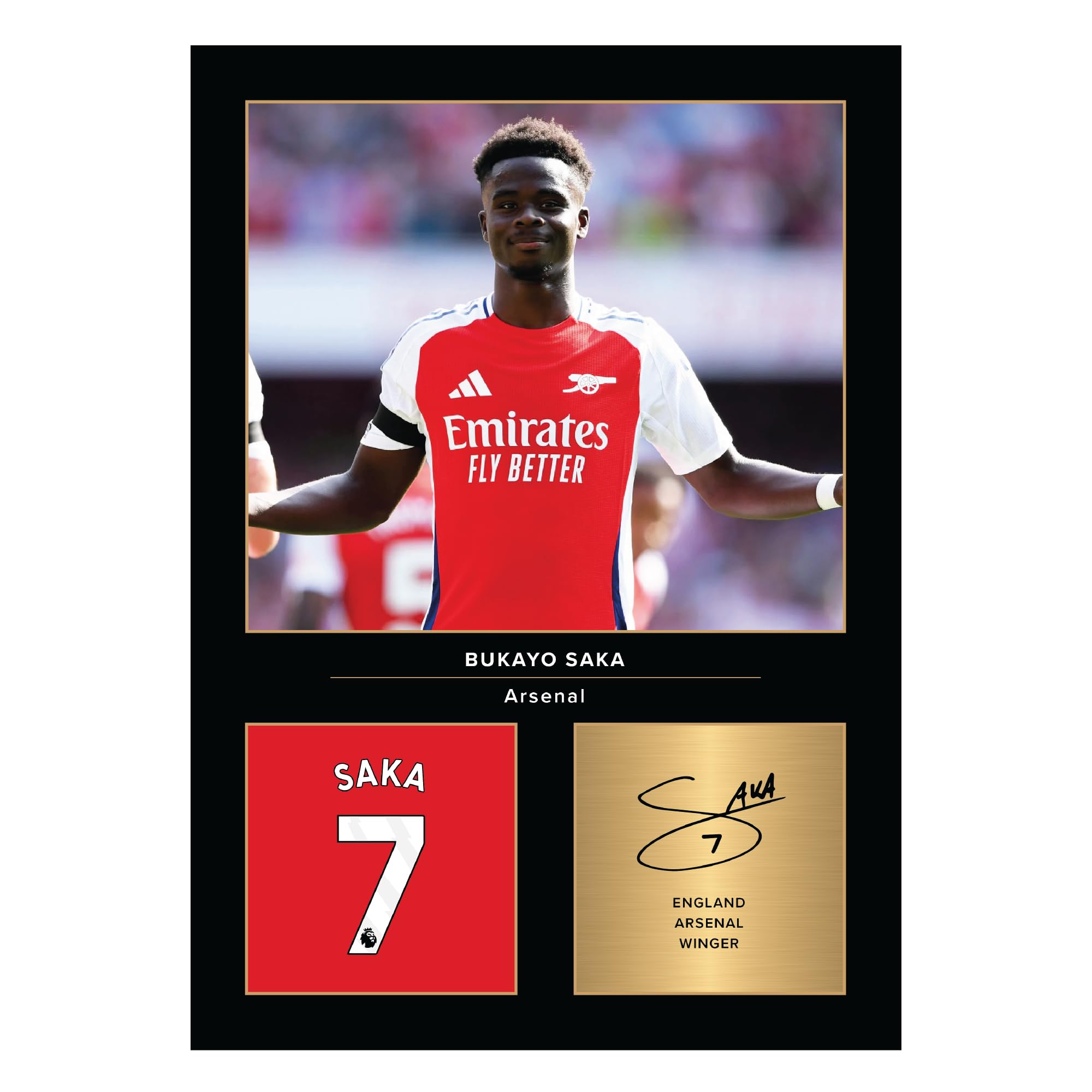 Icons Wall Art Bukayo Saka Signed A4 Printed Photo Picture Display Gift For Arsenal Fans Digitally Reproduced Signature Unframed