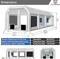 Vista 5 de FLAPKWAN Cabina de pintura inflable de 39 x 18 x 15 pies con tres sopladores para camiones, cabina de pulverización portátil para pintura