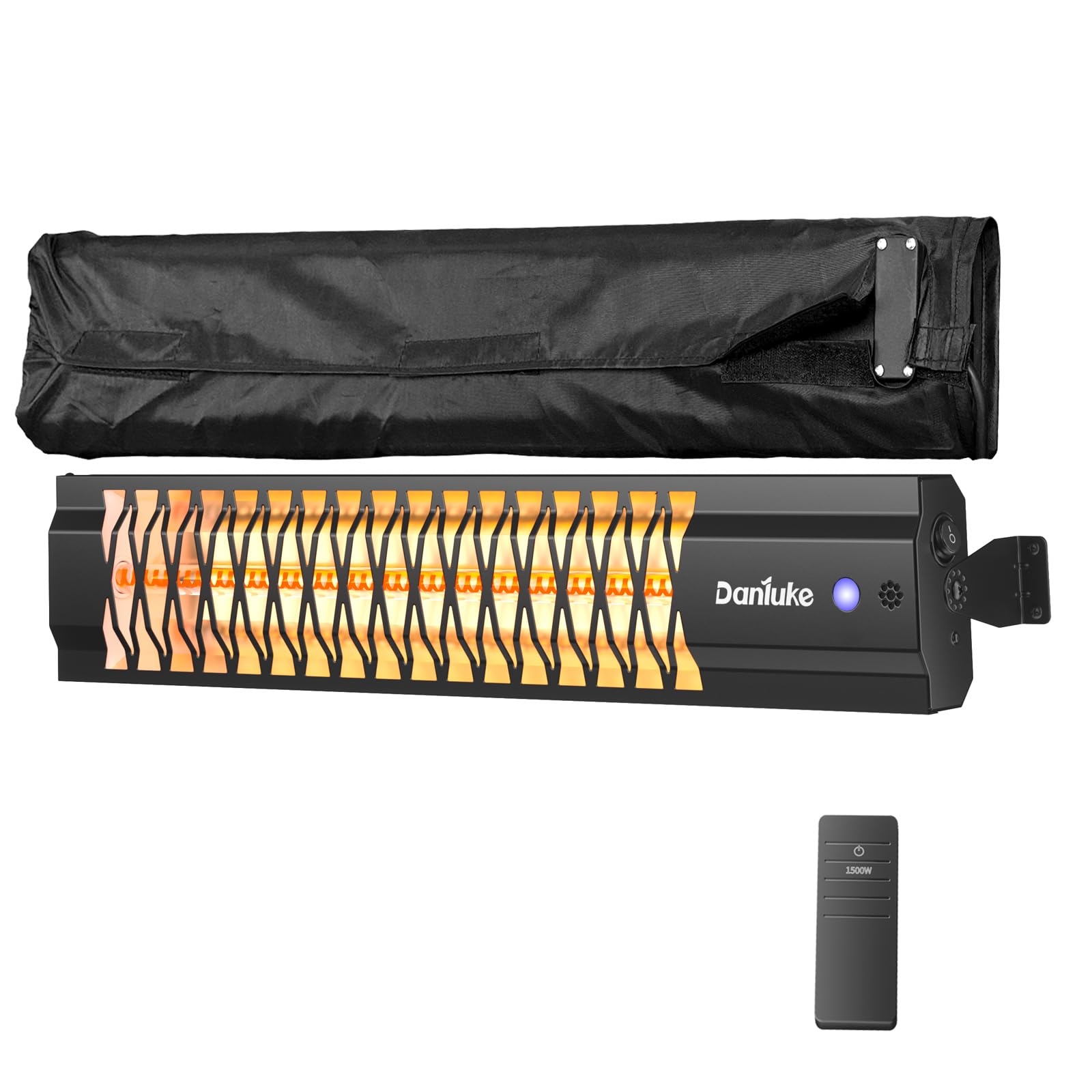 outdoor heater for patio, 1500w wall-mounted heater, patio heaters for outdoor use, waterproof, carbon fiber tube, for backyard gazebo garage black