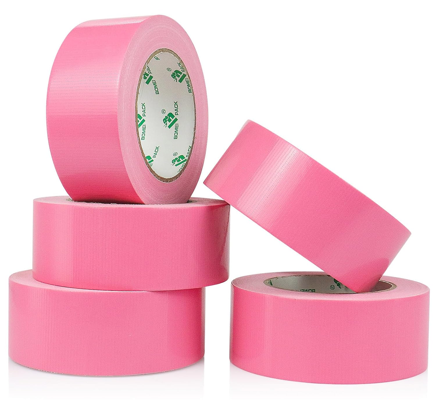BOMEI PACK Pink Duct Tape, 5Rolls Heavy Duty Strong Industrial Color Duct Tape 9.0mil x 1.88inch x 30yds for Packing and Repairing
