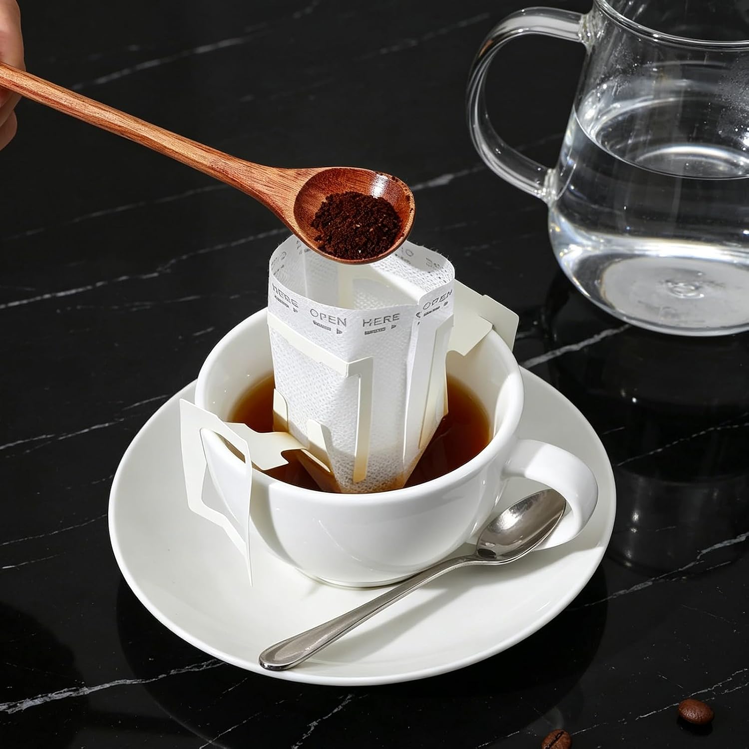 300 Pcs Disposable Hanging Ear Coffee Filter Bags, Portable Single Serve Drip Coffee Filter Paper Bags, Non-Woven Fabric Coffee Filters for Home Office Travel Camping