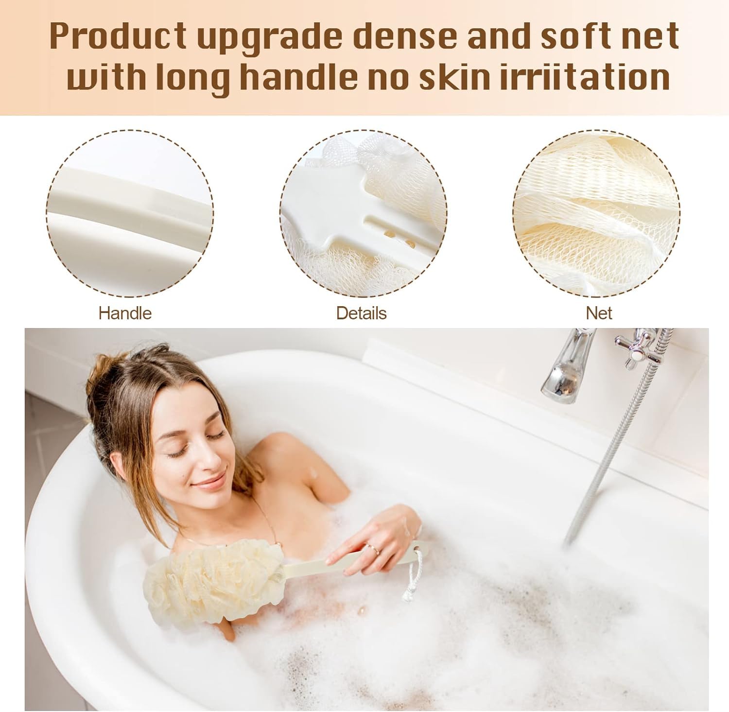 MEETOZ 2Pack Back Scrubber for Shower Loofah Sponge Brush Exfoliating Body - Image 4