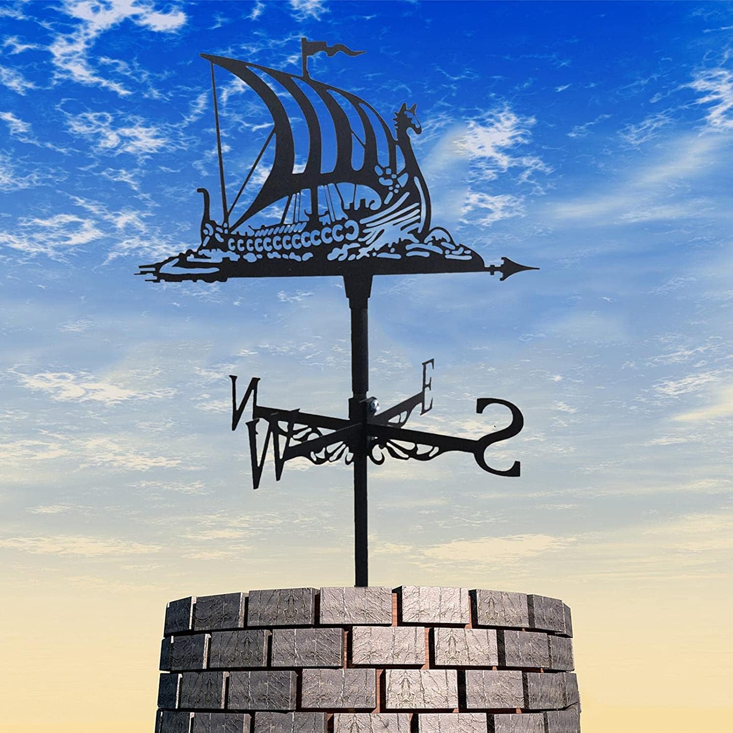 Sailing Ship Weathervane,Weathervane in The Garden and Outdoors,Pirate Ship Weathervane,Roof Mounted Weathervane for Sheds,Yard Decor Garden Weathervane,B (Normal B)